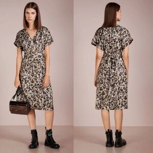 NWT J.Crew Dress Leopard Print Satin Crepe Dress Size Small